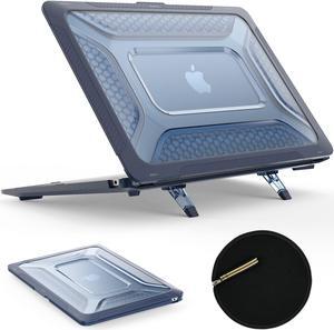 SEYMAC stock MacBook Air 13 inch Case (2020-2018)[A2337 M1/A2179/A1932], Shock-Absorbing Protection Case with Folding Stand &Mouse Pad/Bag for MacBook Air 13" (Blue)