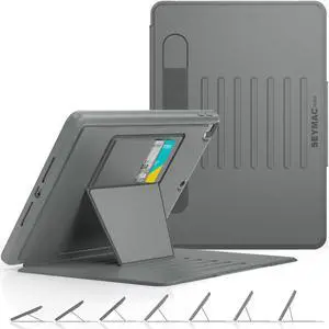 SEYMAC stock Case for iPad 9th/8th/7th Generation 10.2'', Strong Magnetic Auto Sleep Shockproof Case with Absorbing Multi-Angles Stand, Pen Holder, Card Slot (Gray)