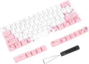 Keycap, 73Pcs Sublimation Keycap, With Cute Pattern Keyboard Keycap, With Rich Colors For Mechanical Keyboard(6064 Cherry Blossom)