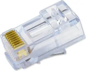 Simply45 Unshielded Pass-Through RJ45 Modular Plugs - 24AWG Solid for CAT5e UTP Cables and 28-26AWG Stranded - Light Blue Tint - 100 Piece Jar - S45-1500