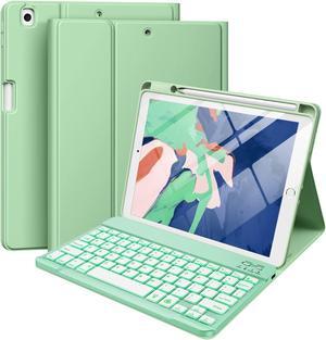 Hamile iPad 9th/8th/7th Generation Case with Keyboard - iPad Case with Keyboard 10.2 Inch, Backlit Detachable Folio Keyboard Cover with Pencil Holder for iPad Pro 10.5" / iPad Air 3rd Gen (Green)