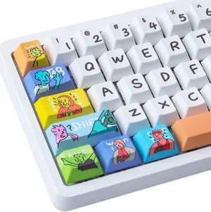 Wunzkii PBT Custom Keycaps - Cherry Profile Anime Design with 6.25u & 7u Spacebar for Cherry & Gateron MX Switches