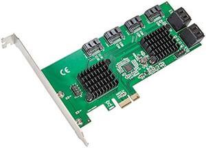 Syba 8 Port SATA III to PCIe 3.0 x1 Non-RAID Expansion Card Dual ASM1064 Low Profile Bracket,SD-PEX40163