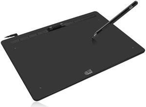 Adesso Large Graphics Drawing Tablet Pad 12 x 7 Inch 8192 Levels Battery-Free Pen, 8 Customizable Keys with Scroll Wheels, Compatible with PC/Mac/Android OS for Painting, Design & Online Teaching