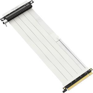 LINKUP - Ultra PCIe 4.0 X16 Riser Cable [RTX4090 RX6950XT x570 B550 Z690 Tested] Shielded High-Speed Vertical Mount Gaming PCI Express Gen4|Reverse GPU Socket (27cm / 10.6") Designed for ITX|White