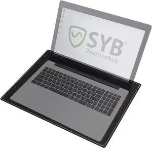 Shield Your Body - Laptop Lap Pad with SaferBody, Anti Radiation Shield & Heat Shield Pad, EMF Blocker Laptop Pad for Up to 14in.Wide Device (13.8 x 10.7 inches), Jet Black PU Leather Color