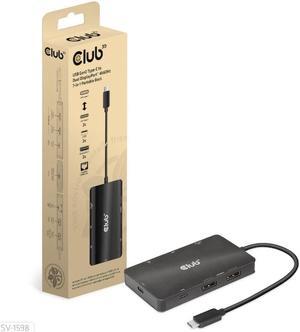 Club 3D CSV-1598 USB Gen2 Type-C to Dual DisplayPort 4k60Hz 7-in-1 Portable Dock with 2X DP 4K60Hz, 2xUSB Type-A, Ethernet RJ45, 2xUSB Type-C, 1xPD3.0 Charging 100 Watt