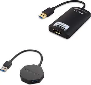 Cable Matters USB to DisplayPort Adapter (USB 3.0 to DisplayPort Adapter, USB 3 to DisplayPort Adapter, USB to DP Adapter) Supporting 4K Resolution for Windows & Ultra Mini 4 Port USB Hub