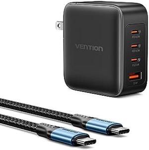 MacBook Pro Charger 140W, VENTION MacBook USB C Charger 4-Ports Foldable GaN+ Charger Compatible with MacBook Pro 16''/14''/13'', MacBook Air 15'',iPhone 15/14/Pro max,Chromebook (with 240w Cable)