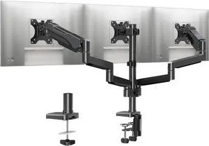 MOUNTUP Triple Monitor Stand Mount - 3 Monitor Desk Mount for Computer Screens Up to 27 inch, Triple Monitor Arm with Gas Spring, Heavy Duty Monitor Stand, Each Arm Holds Up to 17.6 lbs, MU0006