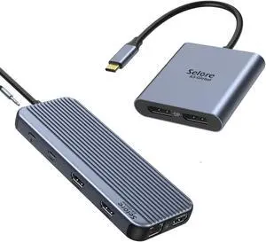 3 HDMI Docking Station with USB C to Dual DP Adapter,USB C Docking Station Dual Monitors