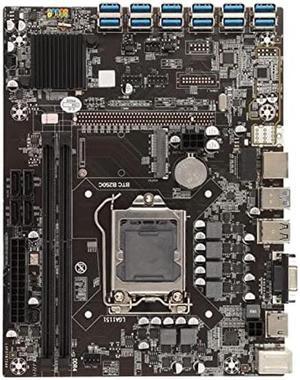 B250C Mining Machine Motherboard, Mining Machine Motherboard Supports LGA 1151 DDR3 Dual Channel Max 32G, 12 GPU Slots, VGA HDMI Interface, Compatible with Intel 6th 7 Core i3/i5/i7