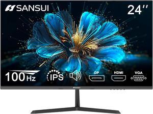 SANSUI 24 inch Monitor IPS Display Computer Monitor with Builtin Speakers 100Hz Monitor VESA Mount with DisplayPort HDMI VGA Inputs FHD Monitor for Home Office ES24x3A HDMI Cable Included