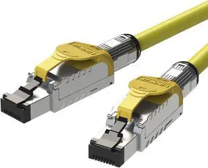 LINKUP - [GHMT & DSX8000 Certified Cat8 Ethernet Patch Cable S/FTP 22AWG Double Shielded Solid Cable | 2000MHz 2GHz 40Gbps | 5th-Gen Ethernet LAN Network 40G Structure Wires |Yellow| 15 M (50ft)