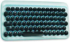 LOFREE Wireless Mechanical Bluetooth Keyboard, Wireless/Wired USB Rechargeable 79 Keys Blue Switches with Adjustable White LED Backlit, Retro Round Keycaps Keyboard for Windows/Android/Mac/iOS, Blue