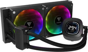 Gamdias CHIONE M4-240 CPU Liquid Cooler, 2X 120mm ARGB PWM Fans, RGB Sync with motherboards, Rotatable 2.1" LCD Displays
