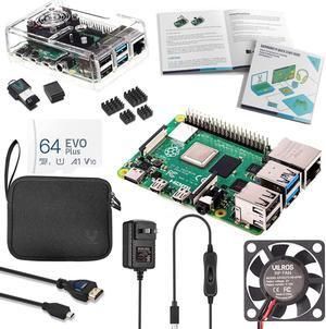 Vilros Raspberry Pi 4 Complete Starter Kit- Includes Raspberry Pi 4 Board, Fan Cooled Case, 64GB Preloaded Micro SD Card and More (8GB, Clear Transparent Case)