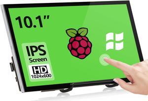 HAMTYSAN Raspberry Pi Screen, 10.1 Inch Touchscreen Monitor 1024x600 Small HDMI Monitor w/Stand, IPS LDC Screen Display for Raspberry Pi 400/4/3/2/Zero/B/B+ Jetson Nano Win11/10/8/7