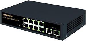 Seco-Larm NS-508UT-GAQ 8-Port Unmanaged PoE Switch, 328ft (100m) Transmission Distance, 20Gbps Switching Capacity, 8 Out, 2 Uplink Ports; Supports 10, 100BaseT, 1000BaseT Gigabit; Easy Plug-and-Play