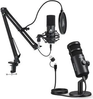 MAONO USB Microphone for PC, All in One USB Computer Microphone,192kHz/24bit,for Zoom Meeting, Podcasting, Streaming, YouTube, Voice Over, (AUA04&PD100U)