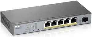 Zyxel 5-Port Gigabit PoE+ Switch | Smart-Managed | 3x PoE+ and 2x PoE++ Ports | 60 Watt Budget and 1 SFP | Nebula Cloud Managment | Long Range [GS1350-6HP]