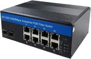 OLYCOM Industrial Switch 8Port Gigabit Ethernet with POE 240W Total 2Port SFP Din Rail Mounted IP40 for Outdoor Use