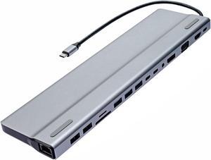 USB C Docking Station,4K Docking Station Adapter,15 in 1 Multifunction Docking Station Triple Monitors for Laptop (USB C 15 in 1 HDMI DP)