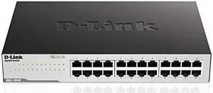 D-Link Ethernet Switch, 24 Port Gigabit Unmanaged Network Internet Hub Desktop Rackmount, Plug N Play (DGS-1024C),Black