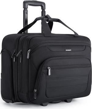 BAGSMART Rolling Laptop Bag, Wheeled Briefcase Fits 17.3 Inch Laptop, Overnight Roller Case with TSA Lock, Computer Bag for Travel/Men/Women, Black
