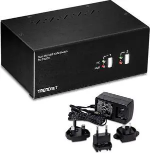 TRENDnet 2-Port Dual Monitor DVI KVM Switch with Audio, 2-Port USB 2.0 Hub, Digital Resolutions up to 1920 x 1200, Analog Resolutions up to 2048 x 1536, TK-232DV