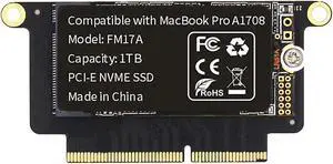 FLEANE FM17A 1TB PCIE 3.0x4 NVME 3D NAND TLC Flash SSD for MacBook Pro Retina A1708 (2016-2017) Included DIY Tools (1TB)