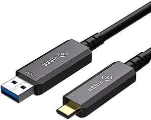 FIBBR Fiber Optic USB3.2 Cable(16.5ft), 10Gpbs USB A to USB C Cable for Webcams, VR/AR,Projectors,Displays and More