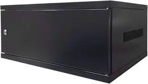 Electriduct 4U Wall Mount Rack Enclosure Network Cabinet Solid Door Black Powder Coated Steel with Lock