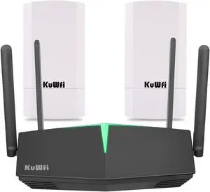 KuWFi Bundle of Goods Outdoor Wireless WiFi Bridge and WiFi 6 Router