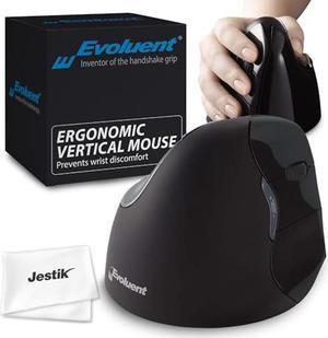 Evoluent Mouse VM4RM - VerticalMouse 4 Right Mac, Ergonomic Design, Vertical Mouse with Wireless Connection for MacBook Operating System, Plus Jestik Microfiber Cloth (Regular Size)