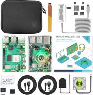 Vilros Raspberry Pi 5 (4GB) Complete Starter Kit with Clear LED Lit Fan Case-Includes Pi 5 Board, Case, Power Supply, 128GB Preloaded SD Card, HDMI Cables & More