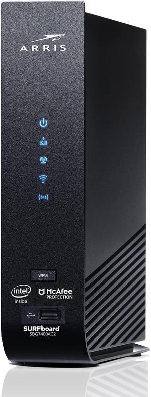 ARRIS SURFboard SBG7400AC2 DOCSIS 3.0 Cable Modem & AC2350 Wi-Fi Router , Approved for Comcast Xfinity, Cox, Charter Spectrum & more , Four 1 Gbps Ports , 800 Mbps Max Internet Speeds