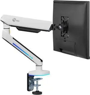 SIIG Single Arm Desk Mount Monitor Stand with Built-in RGB Lights, Premium Gas Spring, VESA 75x75 100x100, for 17" to 34", Up to 19 lbs, Flat or Curved Screen (CE-MT3J11-S2)