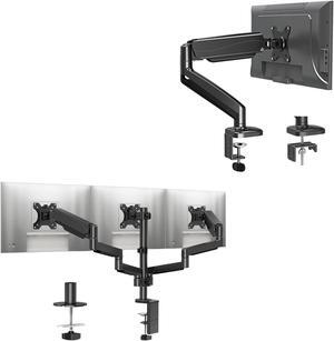 MOUNTUP Triple Monitor Stand Mount - 3 Monitor Desk Mount for Computer Screens Up to 27 inch, Triple Monitor Arm with Gas Spring, Heavy Duty Monitor Stand, Each Arm Holds Up to 17.6 lbs