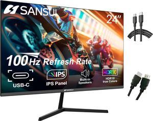 SANSUI Monitor 24 inch 100Hz IPS USB TypeC FHD 1080P Computer Display Builtin Speakers HDMI DP HDR10 Game RTSFPS Tilt Adjustable for Working and Gaming ES24X3 TypeC  HDMI Cable Included