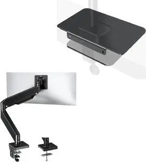 MOUNTUP Heavy Duty Single Monitor Stand Mount, with Desk Reinforcement Plate - Monitor Desk Clamp Mount for 22'' - 42" Ultrawide Computer Screens up to 33 lbs, Computer Monitor Arm