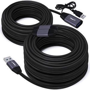 GearIT USB 3.0 Active Extension Cable (2 Pack - 50 Feet) A-Male to A-Female USB Repeater with Signal Booster for Oculus Rift, Quest Link, Xbox 360 Kinect, Playstation, Printer, Webcam - 50ft