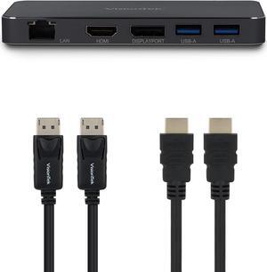 VisionTek VT400 Dual Display USB-C Docking Station Bundle - 100W Power Pass-Thru, HDMI, DisplayPort, Ethernet, SuperSpeed USB - Display Cable Included - Windows/Mac Compatible