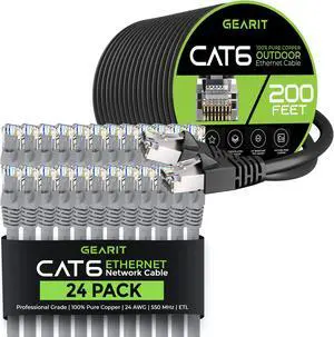 GEARit 24Pack 3ft Cat6 Ethernet Cable & 200ft Cat6 Cable