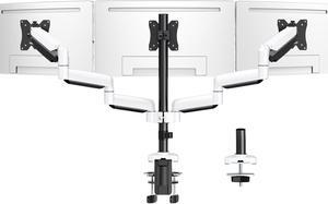MOUNTUP Triple Monitor Mount, 3 Monitor Stand Desk Arm for Max 32 Inch Computer Screens, Max Extension 64.5" Gas Spring Triple Monitor Holder Support 2.2-17.6lbs, VESA Bracket with Clamp/Grommet Base