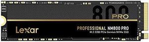 Lexar 1TB Professional NM800 PRO SSD PCIe Gen4 NVMe M.2 2280 Internal Solid State Drive, Up to 7500/6300 MB/s Read/Write, for PS5, Gamers and Creators, Black (LNM800P001T-RNNNG)