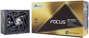 Seasonic Focus V3 GX-850, 850W 80+ Gold, Full-Modular, Fan Control in Fanless, Silent, and Cooling Mode, 10 Year Warranty, Perfect Power Supply for Gaming and Various Application, SSR-850FX3