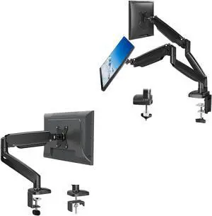 MOUNTUP Gas Spring Single Monitor Stand & Ultrawide Dual Monitor Mount Bundle