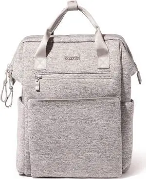 Baggallini Soho Backpack - Travel Laptop Backpack for Women - Lightweight Water-Resistant Luggage Bag, Heather Grey Neoprene