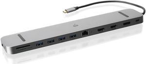 IOGEAR USB-C Triple Display Dock Station - 4K 60Hz - 2 HDMI - 1 DisplayPort - 4 USB 3.0 - Ethernet - 3.5mm Audio - USB-C 100W PD - MacBook Pro/Air Thunderbolt 3 - Type C Laptop - GUD3C4K3